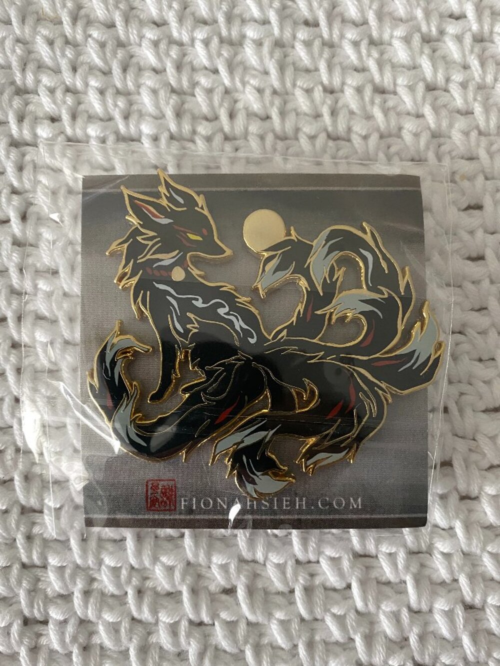 Fiona Hsieh (Lunaurum Art) Black Nine Tailed Fox Enamel Pin